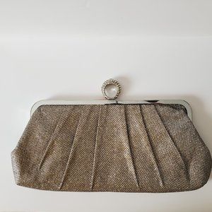 Jessica McClintock Metallic Gold Evening Clutch